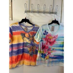 2 White Stag xxl shirts bling stud lot short sleeves rn#55219